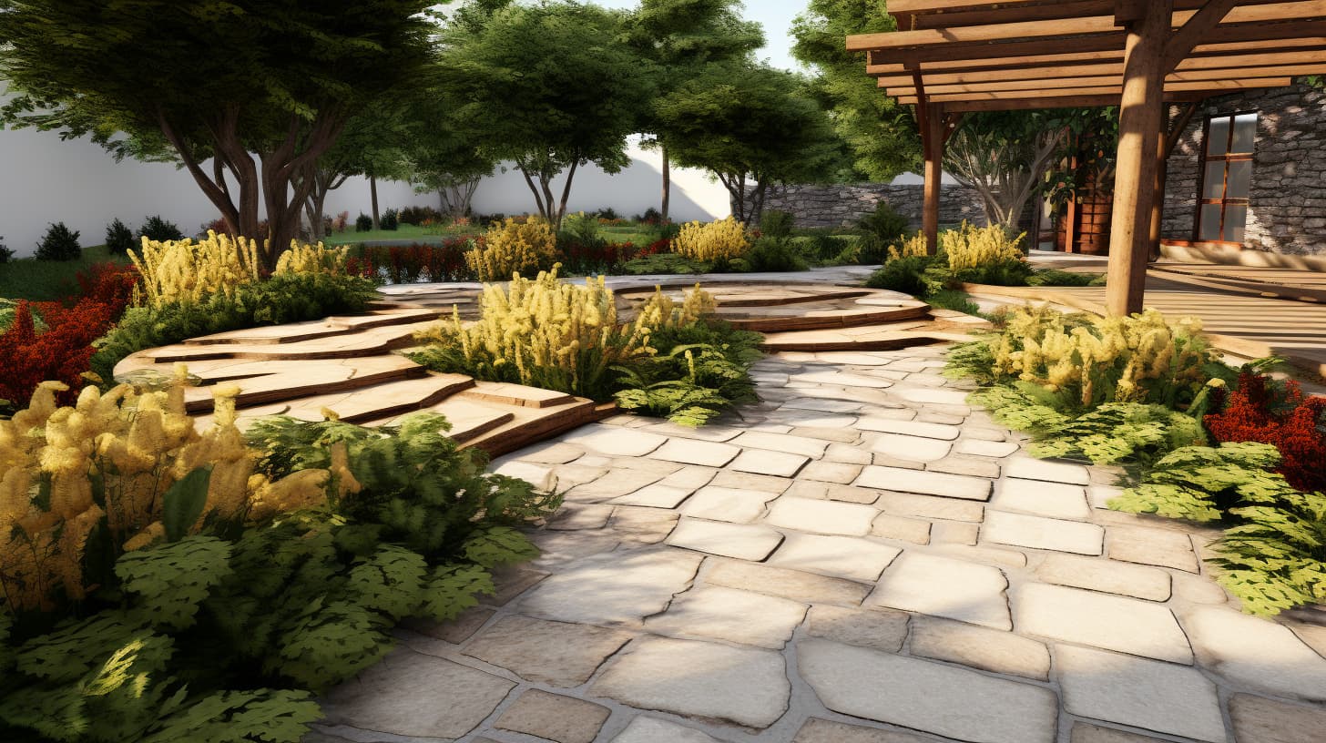 3d render of walkway designed with hardscape design software